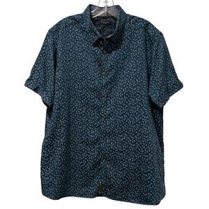 Ted Baker Mens 6 medium Short Sleeve Blue Floral Button Down Cotton Preppy Y5
